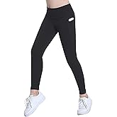 Coralup Girls' Active Leggings Kids Dance Running Yoga Pants Stretchy High Waist Tight Pants with Pockets 5-11Y