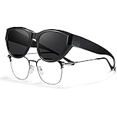 HAOLOTA Polarized Fit Over Sunglasses for Women UV Protection Trendy Small Wrap Around Overglasses for Driving