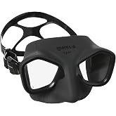 Mares Viper Mask for Freediving and Spearfishing - Low Volume Wide-Field Diving Mask with Fog-Resistant Silicone Skirt &amp; Ergonomic Strap, Black