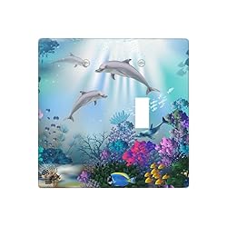 Pznen Light Switch Cover, Sea Ocean Animal Dolphin