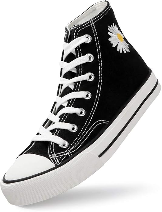 black and white high top shoes