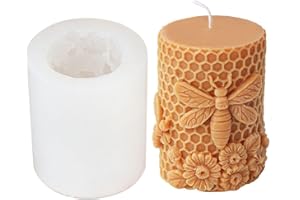 GRAINRAIN Artcraft Bee Cylinder Silicone Candle Soap Mold Honeycomb Flower Hive Beeswax Candle Making Mould (SXY331)