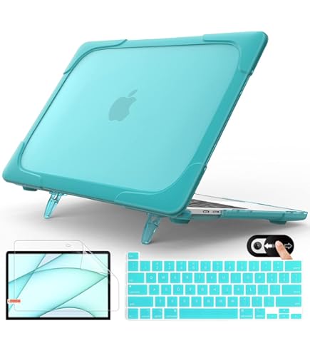 Batianda Heavy Duty Case For New MacBook Pro 16 Inch 2024 M4 2023 M3 2021 M2 Pro Max Chip- Ergonomic Foldable Kickstand (Holds 22lbs/Zero Wobble) Matte Rugged Armor Cover With Spare Parts, Dark Teal - View #13