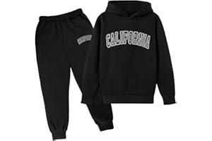 HICItro Boys Tracksuit Pullover Hoodie Jogging Pants Set 2 Pieces Sweatsuit letter printed pullover hoodie & black sweatpants
