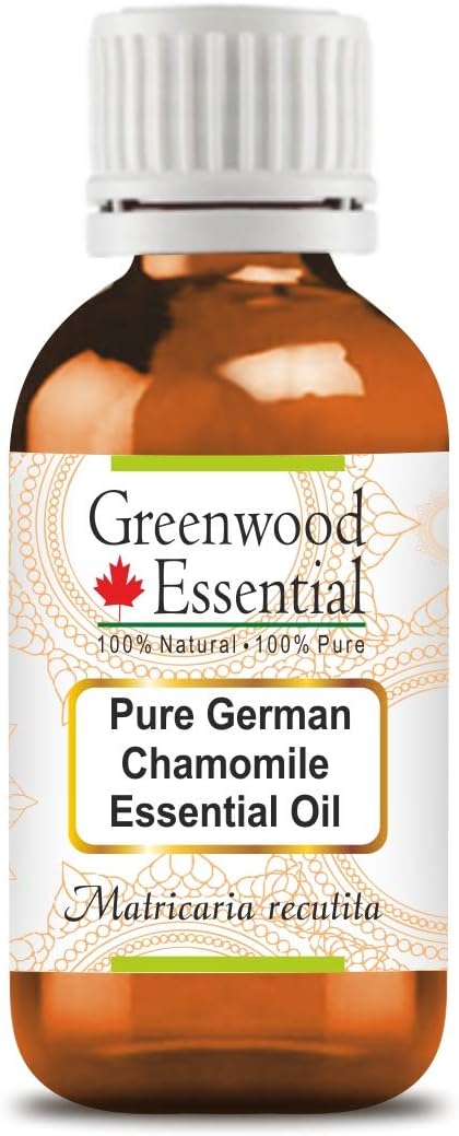 Greenwood Essential Pure German Chamomile Essential Oil (Matricaria recutita) Steam Distilled Natural Therapeutic Grade 5ml (0.16 oz)