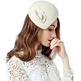 Vintage Women's Fascinators Wool Felt Pillbox Hat Ladies Hats for Church Derby Party Wedding Teardrop Hat Flower Fedoras