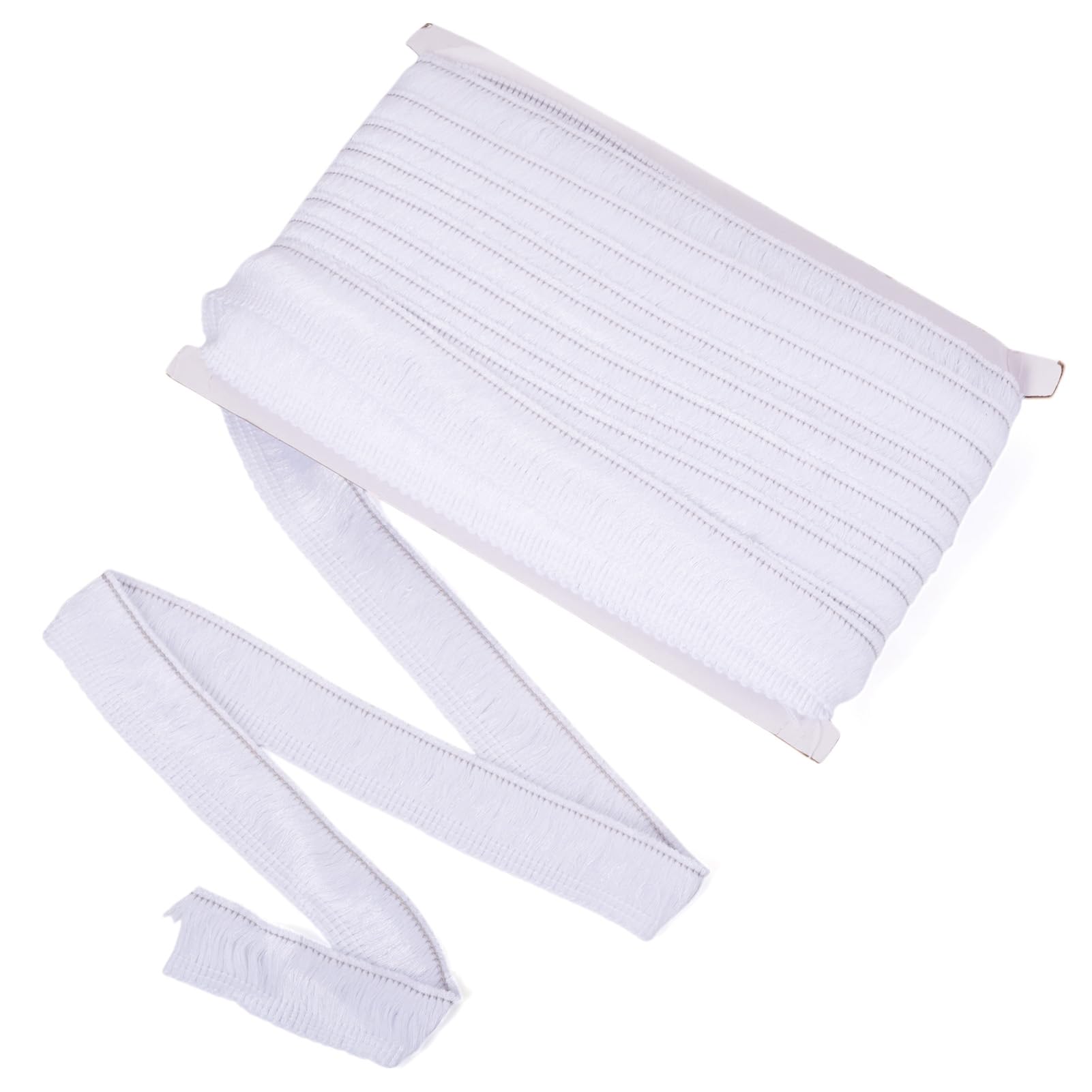 Craftdady White Fringe Tassel Lace Trim 1 Inch x 82 Feet Chainette Polyester Fibre Fringe Curtail Pillow Trim for Sewing Quilting DIY Home Decoration