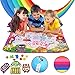 HKDA Kids Toys,Water Drawing Mat, Large Size (34.5 22.5) Aqua Magic Doodle Painting Board with Built-in 6 Colors, 2 Magic Pens, 1 Brush, 4 Pack and 8 Models for Girls and Boys