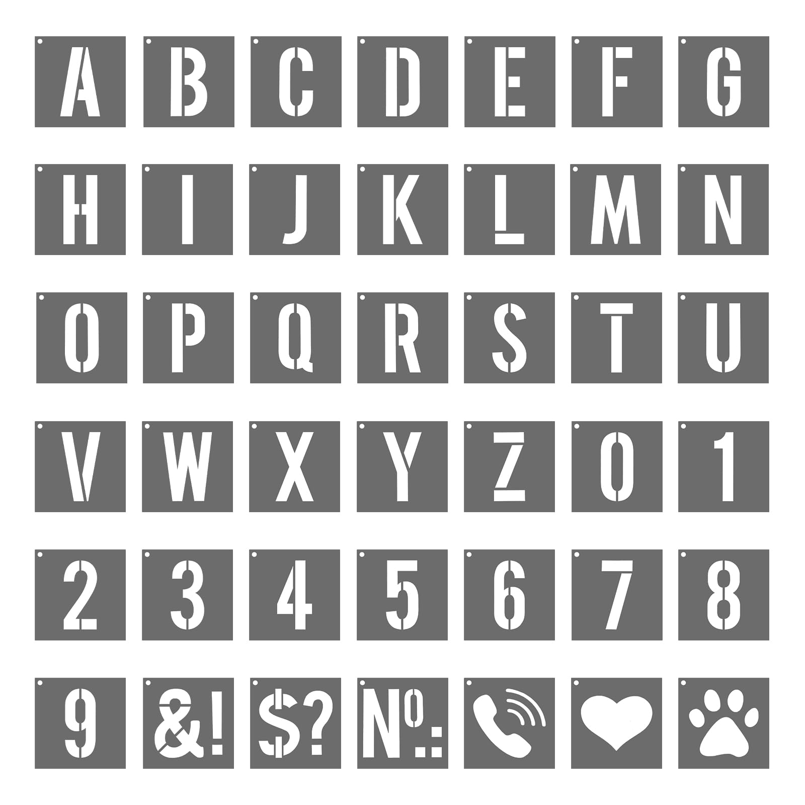 PATIKIL 1 Inch Alphabet Letter Stencils, 42Pcs Reusable Plastic Digital Templates Letters Numbers Symbol Interlocking for Crafts Wood Door Wall White
