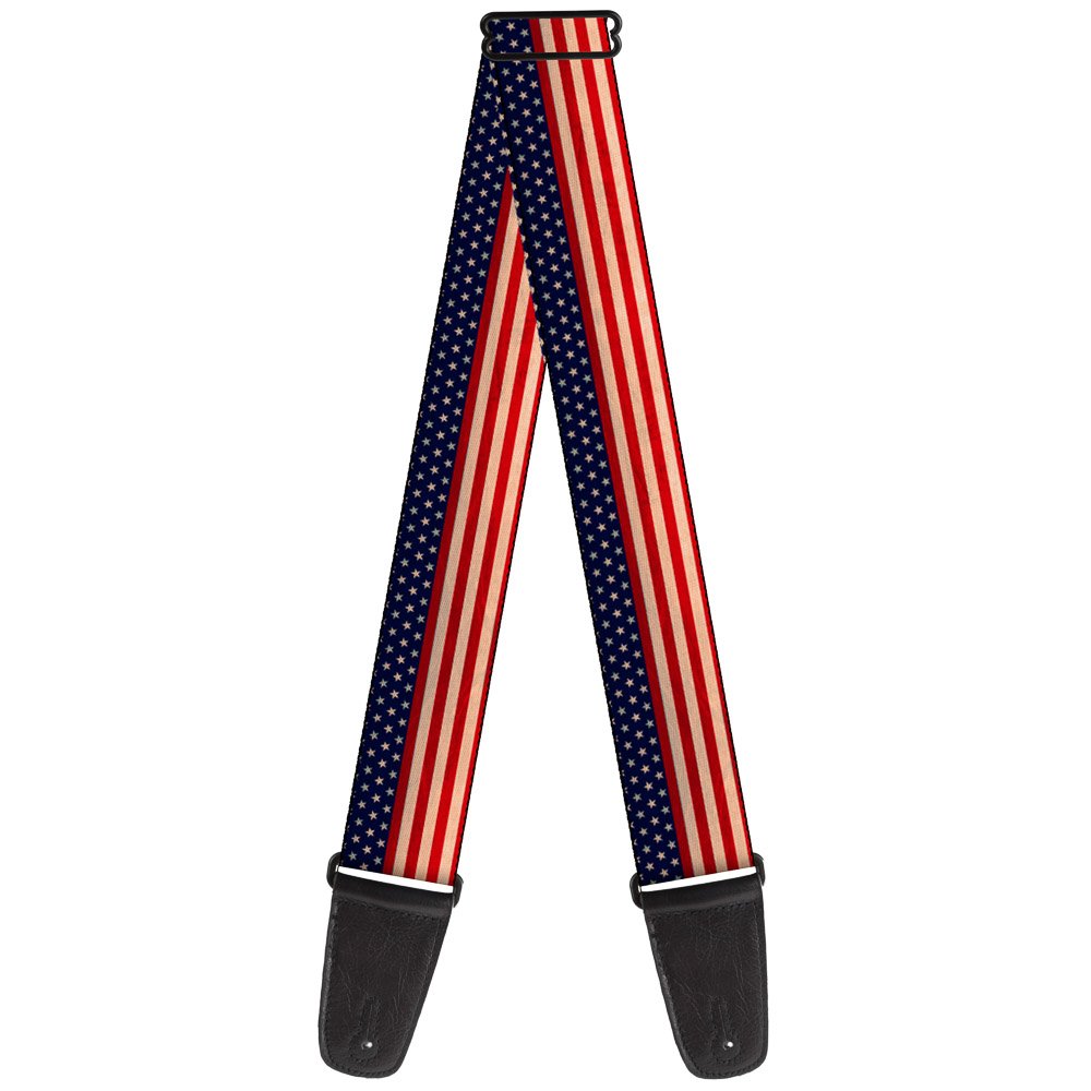 Buckle-Down GS-W30135 Guitar Strap American Flag Stripe, Multicolor, 2" Wide - 29-54" Length
