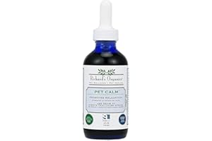 SYNERGYLABS Richard’s Organics Pet Calm, 4 oz. Bottle – Natural Cat and Dog Anxiety Relief – 100% Natural Pet Stress Relief – Drug-Free Calming Drops, Settles Nerves and Reduces Hyperactivity