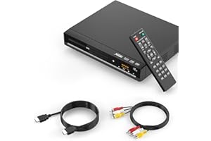 WSJSYH Region-Free DVD Player for TV with HDMI, CD Player for Home, Plays All Regions and Formats, USB Port, Durable Metal Casing, Remote, HDMI and RCA Cables Included