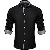 DiBanGu Men's Dress Shirt Long Sleeve Casual Button Down Shirts Regular Fit Inner Contrast Shirt for Business Party
