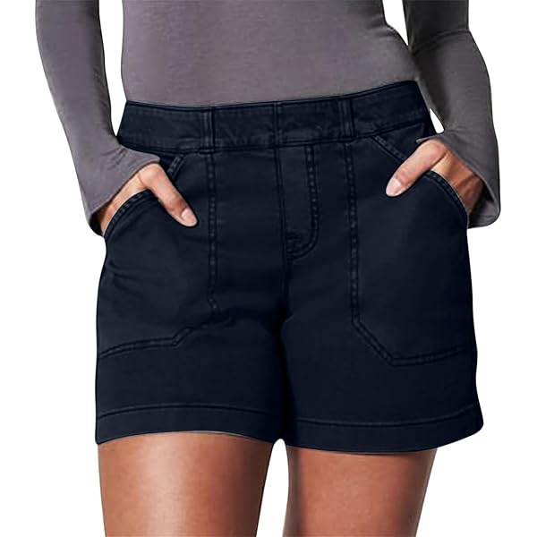 Shorts for Women Stretch Twill Shorts Plus Size Thin Waist