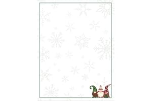 CANOPY STREET Jolly Gnomes Holiday Letterhead / 50 Sheets / 8.5" x 11" Modern Elf Christmas Paper/Decorative Gnome Stationery