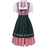 Women Oktoberfest Dirndl Costume Plaid German Beer Festival Cosplay Bavarian Dress Halloween Fancy Dress