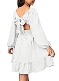 blibean Girls Long Sleeve Tie Back Dress Teen