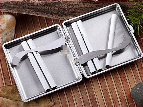 TRIXES Chrome and Faux Leather Cigarette Holder Case - Thumbnail 3