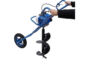 DOONARCES 63CC Post Hole Digger 3HP Gas Powered Earth Auger Borer Ground Drill Gasoline Earth Auger Wheelbarrow with 11" Bit for Fence Ground Drill Garden Tree Planting (Blue)