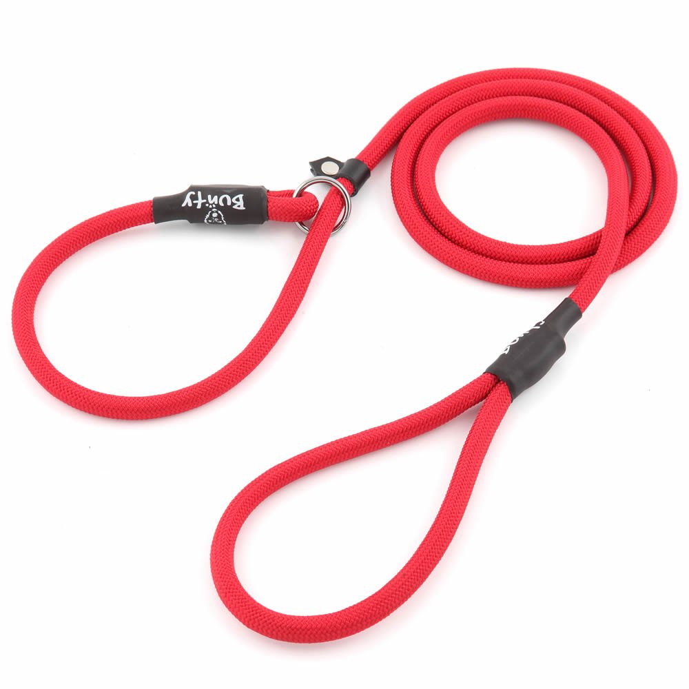Bunty Rope Slip Lead for Dogs, Small | Anti Pull Dog Lead, One-Size-Fits-All, Durable Woven Nylon, Ideal for All Dogs - No Pull Training Aid, No Collar Needed - 120cm, Red