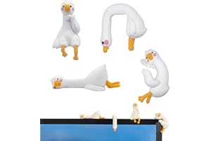 Z-oneMart 4PCS So Tired Lazy Duck Mini Desk Decor, Resin Goose Figurine Computer Monitor Decor, Lazy Goose Computer Decoratio