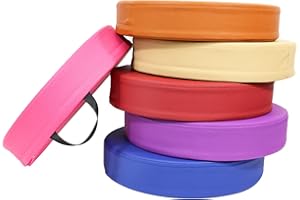 M MUTE TOUCH 6 PCS 16 Inch Round Floor Cushions with Handle, Flexible Seating for Classroom | Waterproof Synthetic Leather Cushions | 16''x16''x3'' Floor Pillow for Home, Daycare, Preschool, Yoga and Meditation