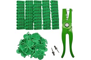 APLAYFULBEE Sheep Ear Tag 001-100 Number Plastic Livestock Tags for Cow Cattle Sheep Goats Pigs Hogs Identification Ear Tags (Green)