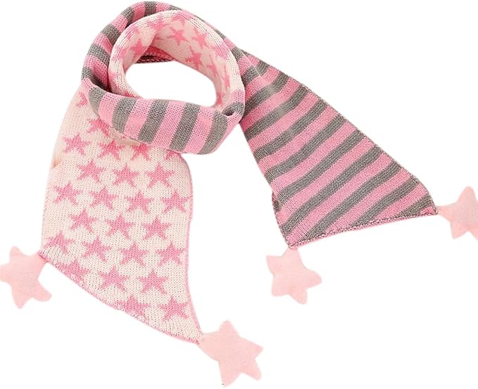Amazon ノーブランド マフラー 子ども 女の子 男の子 保温 ニットマフラー 防寒スカーフ 暖かい 寒さ対策 ファッション 星柄 ふわふわ 誕生日のギフト クリスマスプレゼント キッズ 秋冬春 マフラー 通販