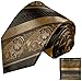 Bronze and Black Paul Malone Silk Tie and Pocket Square
