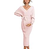 Virmoku Fall Winter Maternity Nursing Dress 2026 Sweater for Women Wedding Guest Dress Baby Shower Photoshoot Outfits