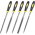 Uaorexplo Small Hand Files, Total Length 6.3in, 5pcs, Strength Alloy Steel Needle File set, Mini Metal File Tools for Detailed and Precise Work, Includes Round, Bi Half-Round, Flat, Square, Triangular