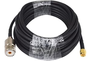 BOOBRIE RG58 SMA to UHF Coax Cable 5M SMA to SO239 Ham Radio Antenna Cable SMA Male to UHF Female Low Loss Cable for Ham Two 