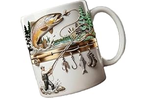 Fishing Themed Ceramic Mug with Fun Design for Beverages Elegant Drinking Cup with Handle for Daily Use Fish Mug