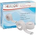 HEALQU Surgical Transparent Tape for Wound Care, Tubing, First Aid Supplies - 1" x 10yd Box of 12 Breathable, See Through, Mi