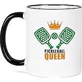 Lxenrra Queen of the Pickleball Court Mug, Pickleball Gifts for Women, Pickleball Lovers Coffee Cup, Pickleball Player Paddle Ball Mug, Birthday Christmas Gifts for Pickleball Fans, 11 Oz Ceramic Cup