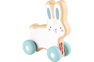 Fisher-Price Baby Toy Wooden Push-Along Bunny, Wood Vehicle for Crawling Developmental Play for Infants Ages 6+ Months