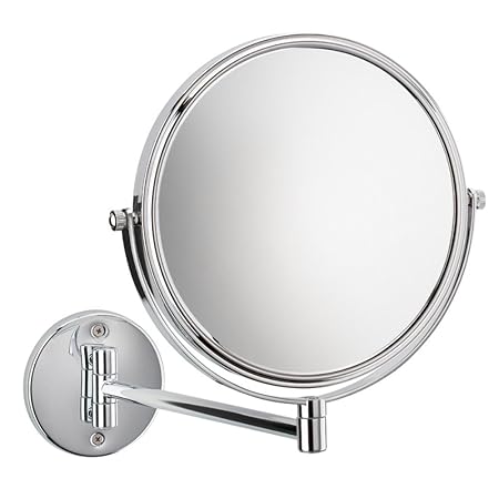 Nie Wieder Bohren MR472 miroo Kosmetikspiegel, doppelseitig, 5fach und 1fach Vergrößerung, 23 x 18 cm (BxL), verchromt inklus