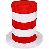 JcHrmers Red and White Stripes Top Hat Velvet Top Hat for Adult Men Women Halloween Party Dress Up