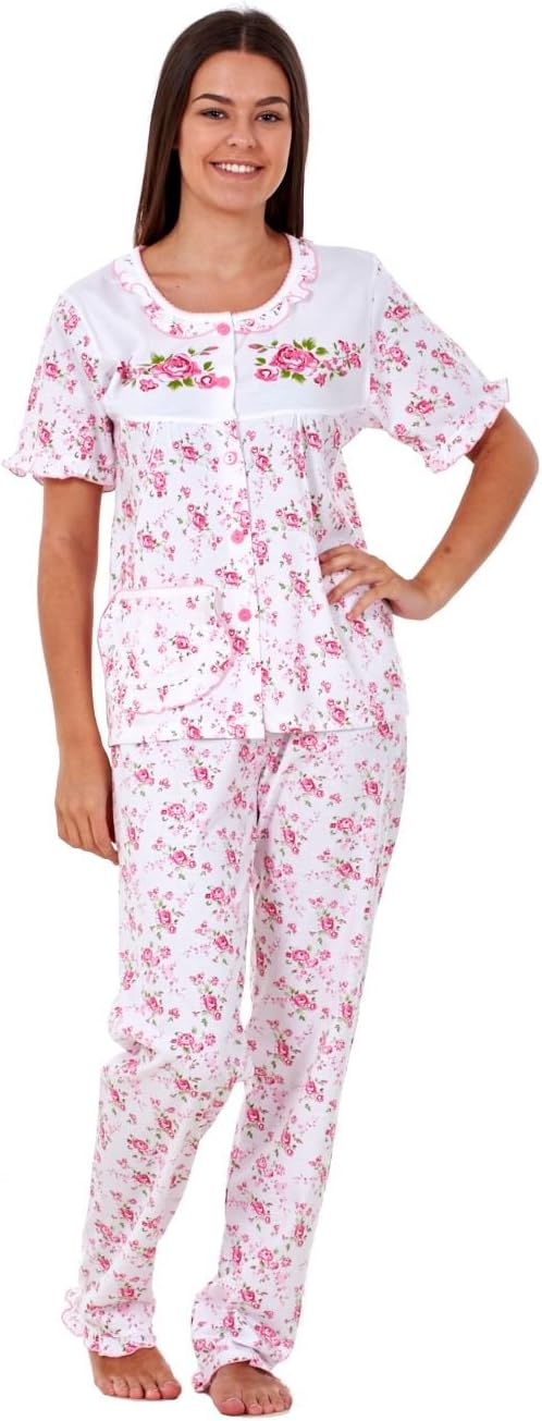 Ladies Women Pyjama Sets Floral Cotton Short Sleeve Button Nightwear Soft PJ’s
