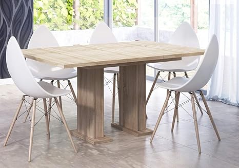 Reboz Esstisch Esszimmertisch 80 x 130 cm ausziehbar in Sonoma Eiche Nachbildung