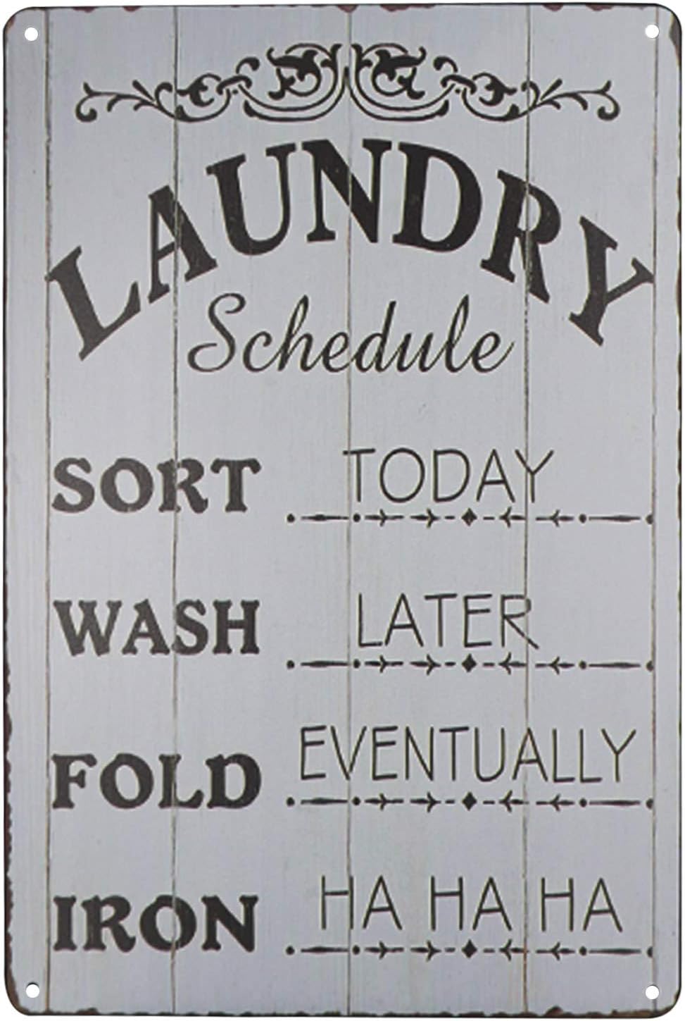 PXIYOU Laundry Schedule Vintage Distressed Look Farmhouse Metal Sign Wash Laundry Room Decor 8X12Inch