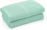 Bloomsbury Mill 100% Organic Cotton Cellular Baby Blanket Pack of 2 Green view 2