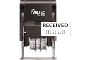 Veltec Self-Inking Rubber Date Stamp with Phrase and Date (BLACK, RECEIVED)