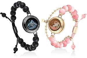 TOTWOO Long Distance Touch Bracelets for Couples, Smart Light up & Vibration for Love Couples Healing Stone Bracelet | Long Distance Relationship Gifts for Girlfriend Bluetooth Pairing Jewelry