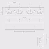 LARHN Wooden Coat Hooks Wall Mounted 4 Triple Black Bamboo 42 cm with Fixings view 7
