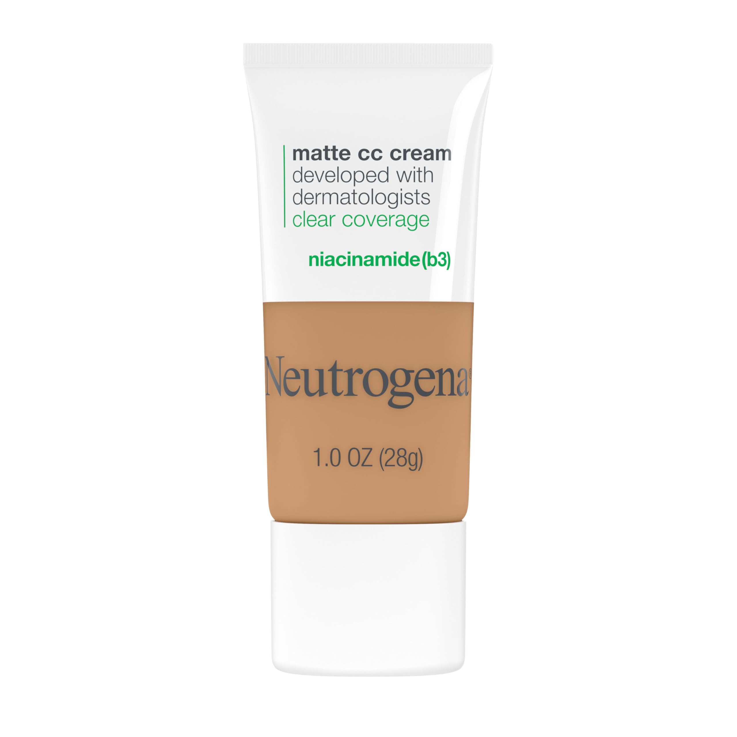 Photo 1 of Neutrogena Clear Coverage Flawless Matte CC Cream, Full-Coverage Color Correcting Cream Face Makeup with Niacinamide (b3), Hypoallergenic, Oil Free &-Fragrance Free, Butterscotch, 1 oz