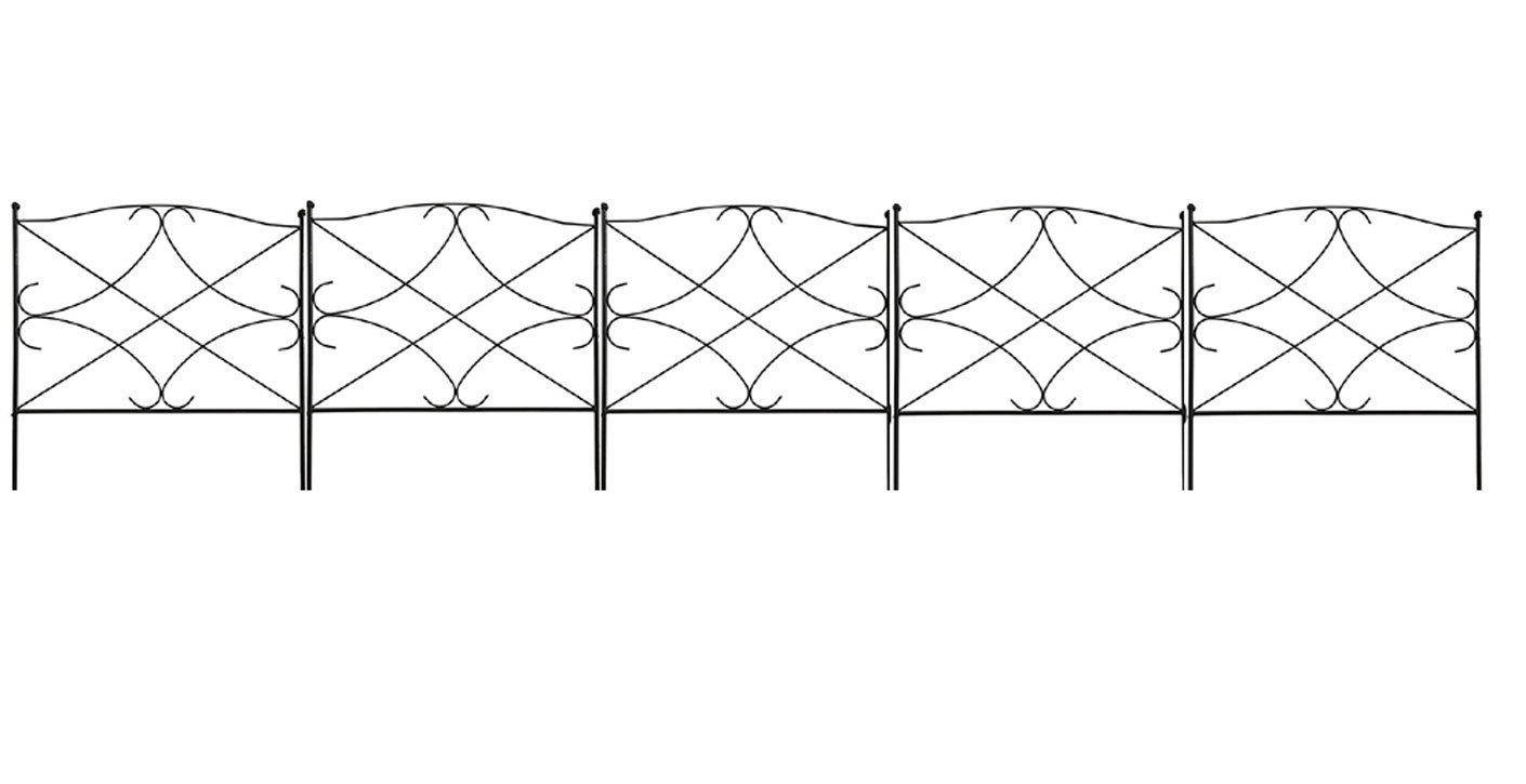 Amagabeli Decorative Garden Fence 24in x 10ft Outdoor Rustproof Metal Landscape Wire Fencing Folding Wire Patio Fences Flower Bed Animal Dogs Barrier Border Edge Section Edging Decor Picket Black