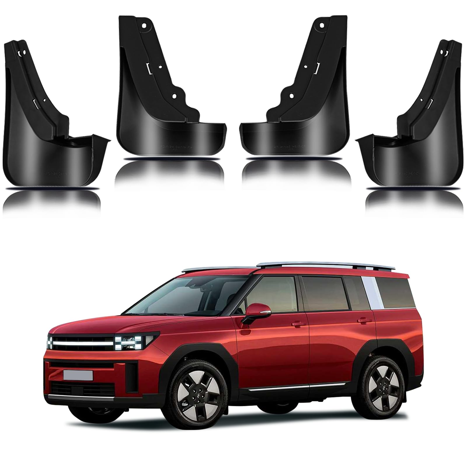 Black ABS Mud Guards For Hyundai Santa Fe Sport 2013-2018 – Front & Rear Set – Direct Replacement