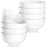 MALACASA Small White Ceramic Bowls Set of 8, 14 OZ Compact Dessert Bowls Rice Bowls Set, Ceramic Bowl for Ice Cream, Soup, Cereal, Side Dishes, Dishwasher & Microwave Safe