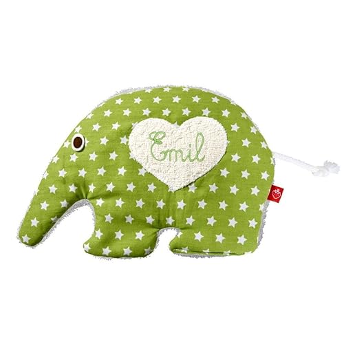Wärmekissen Baby: Ameisenbär Emil mit Sternen in grün (Körnerkissen) mit Namen - für Kinder (personalisierte geschenke)